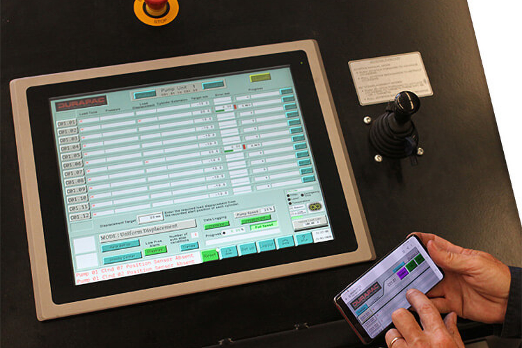 Durapac SyncMaster lift monitoring screen with data logging