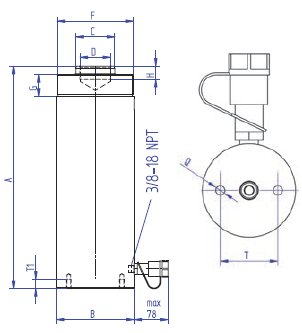 Werner Weitner 700 Bar Single Acting Spring Return Hydraulic Cylinder Jack Sizes Schematic